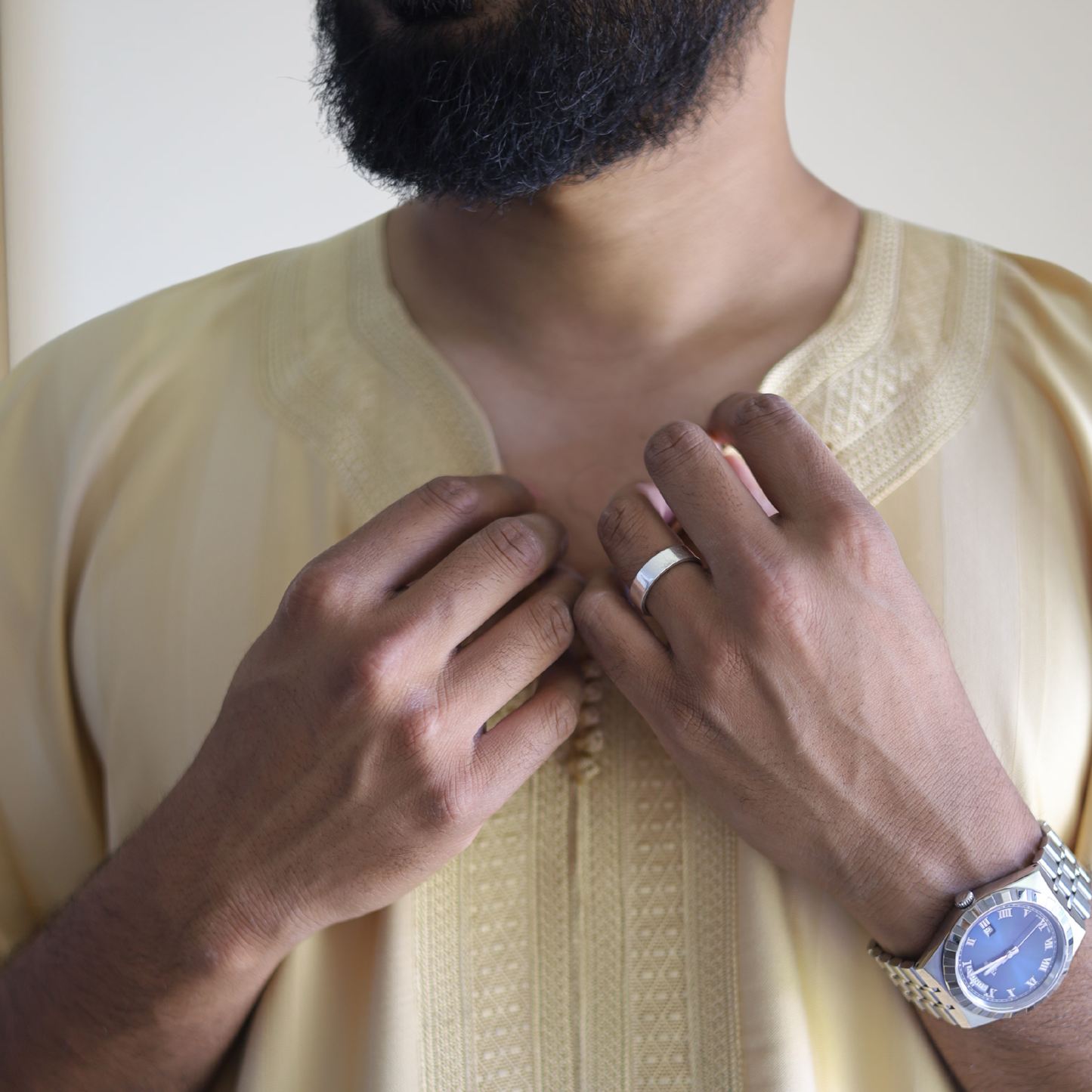 Desert Sand - Men’s Classic Moroccan Thobe - Striped