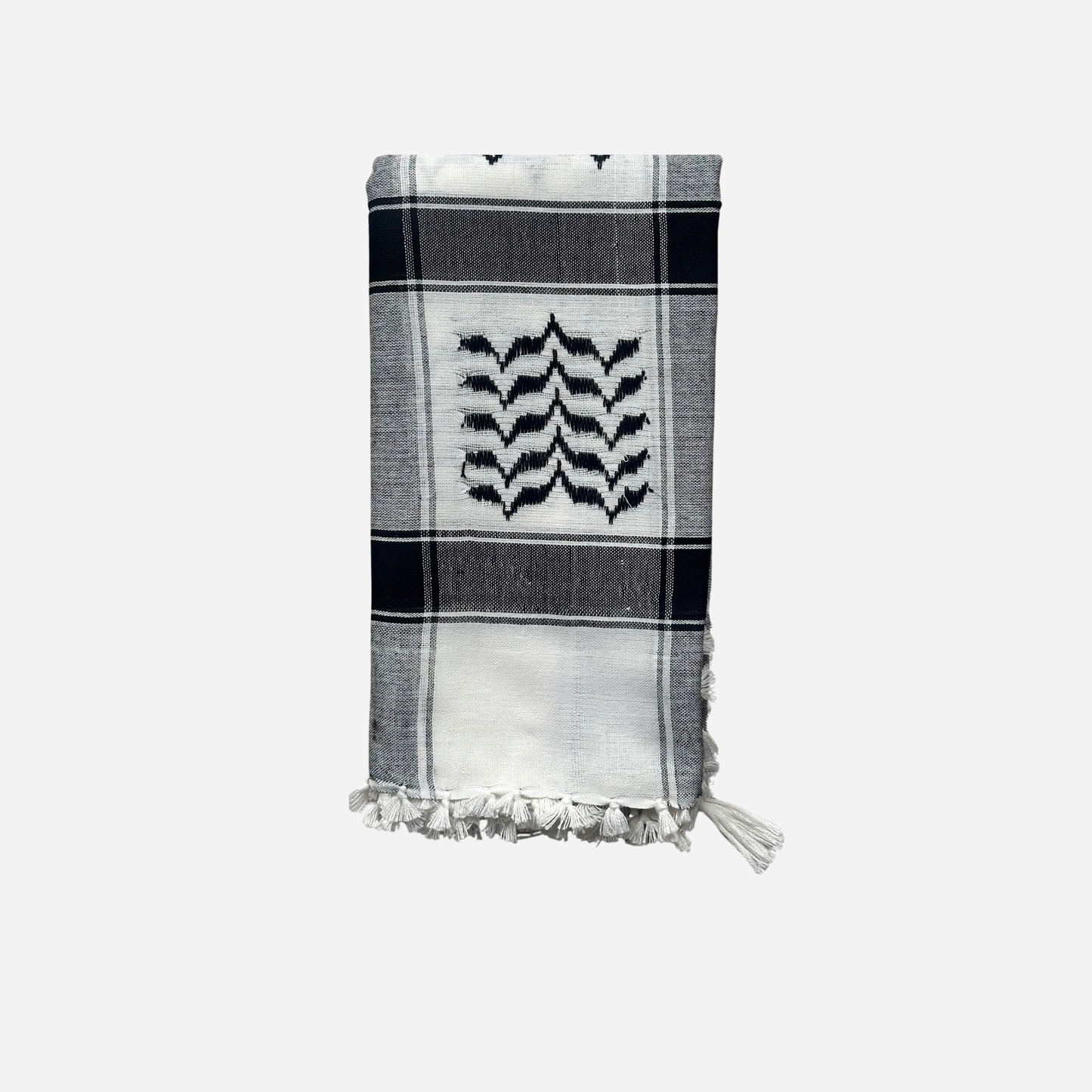 Black & White Keffiyeh Scarf (white stitching)