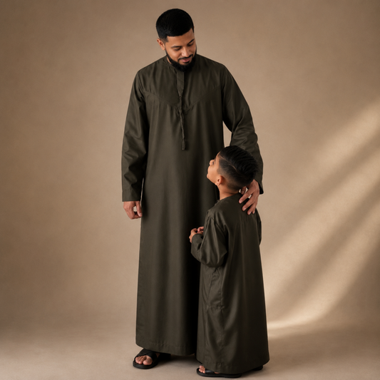 Khaki Green - Kids Classic Emirati Thobe