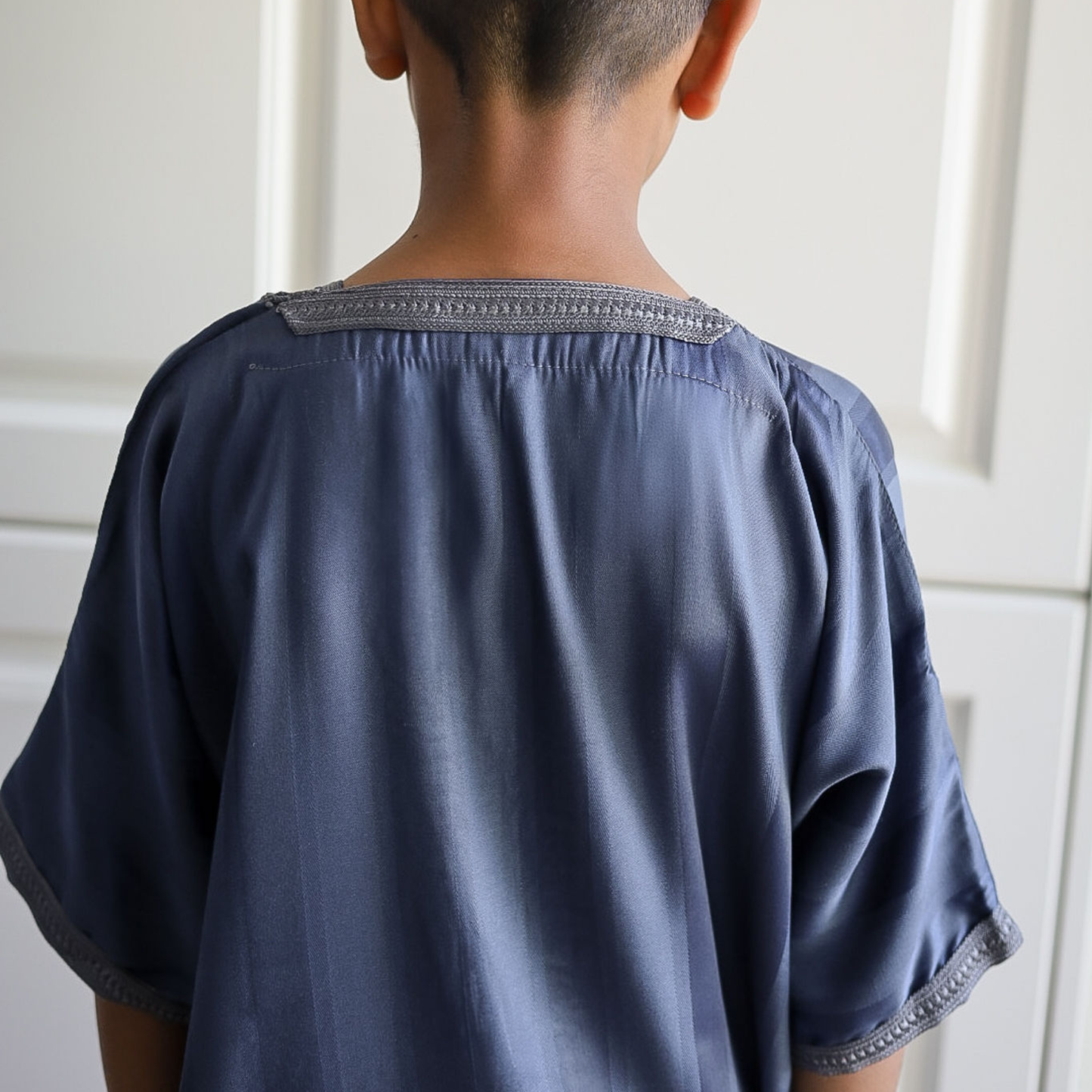 Blue - Kids Classic Moroccan Thobe - Striped