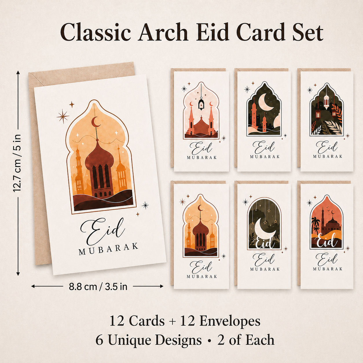 Luxury Eid Mubarak Greeting Cards Set