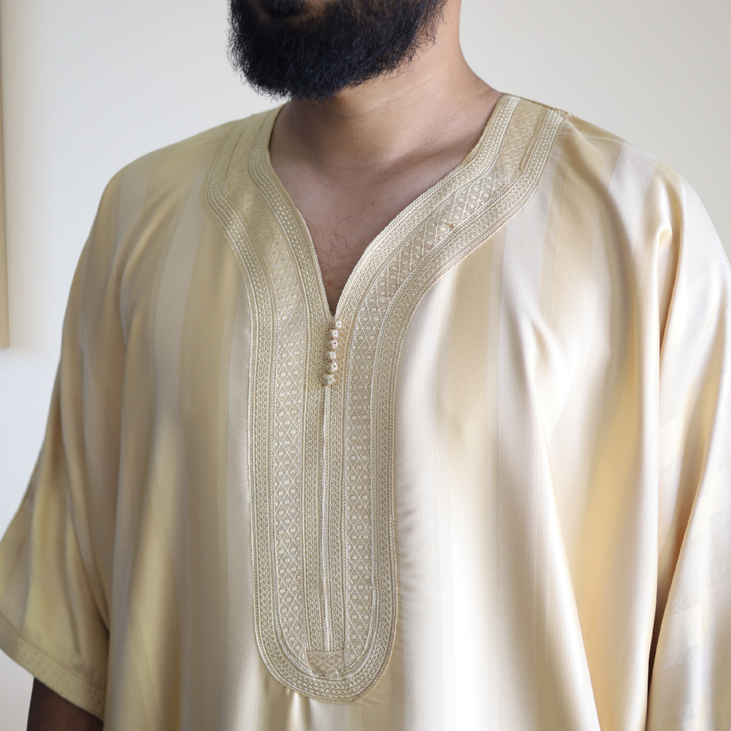 Desert Sand - Men’s Classic Moroccan Thobe - Striped