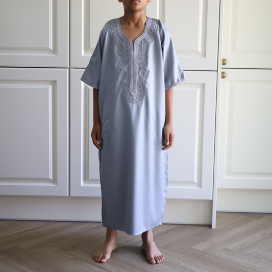 Grey - Kids Moroccan Thobe - Gaberdine Fabric