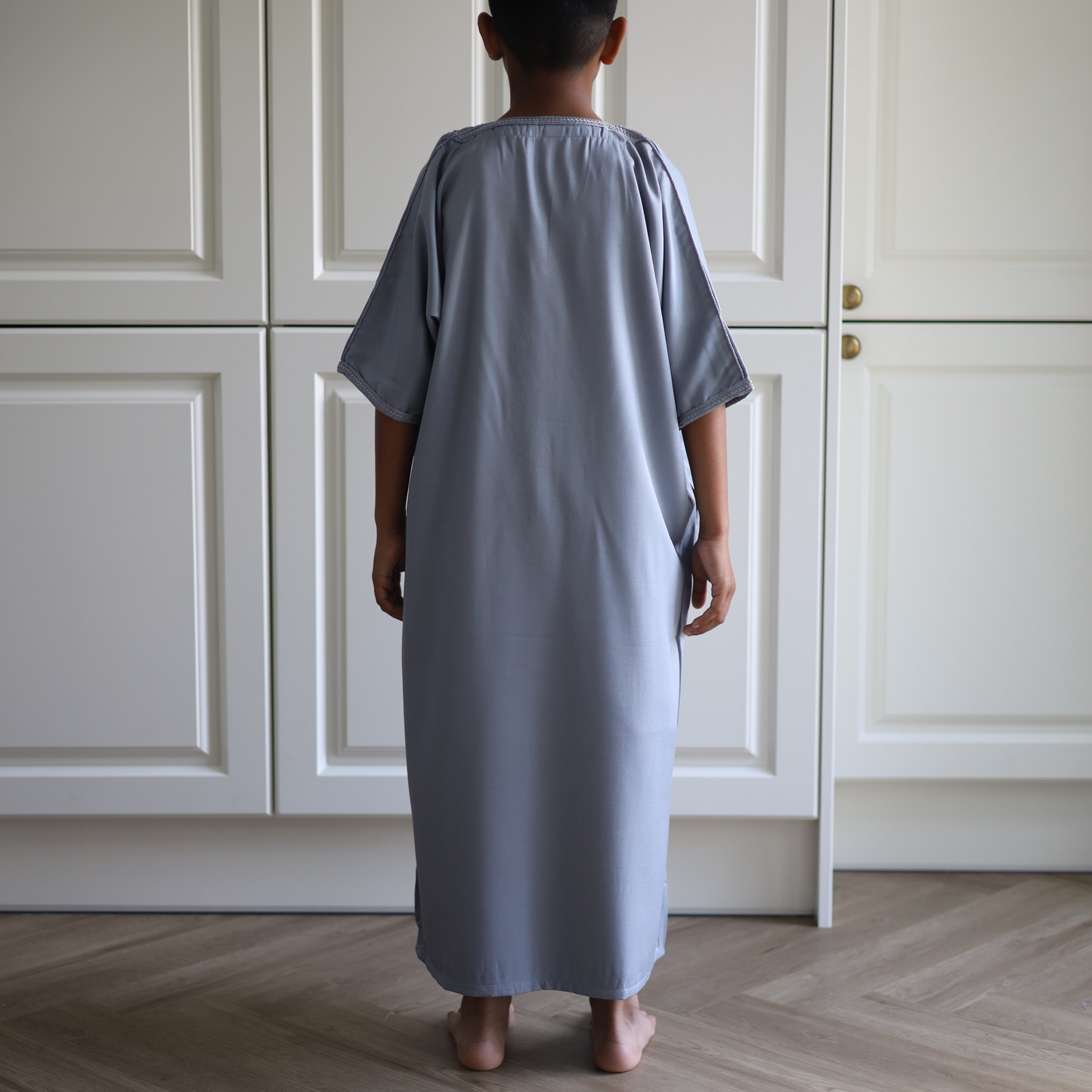 Grey - Kids Moroccan Thobe - Gaberdine Fabric