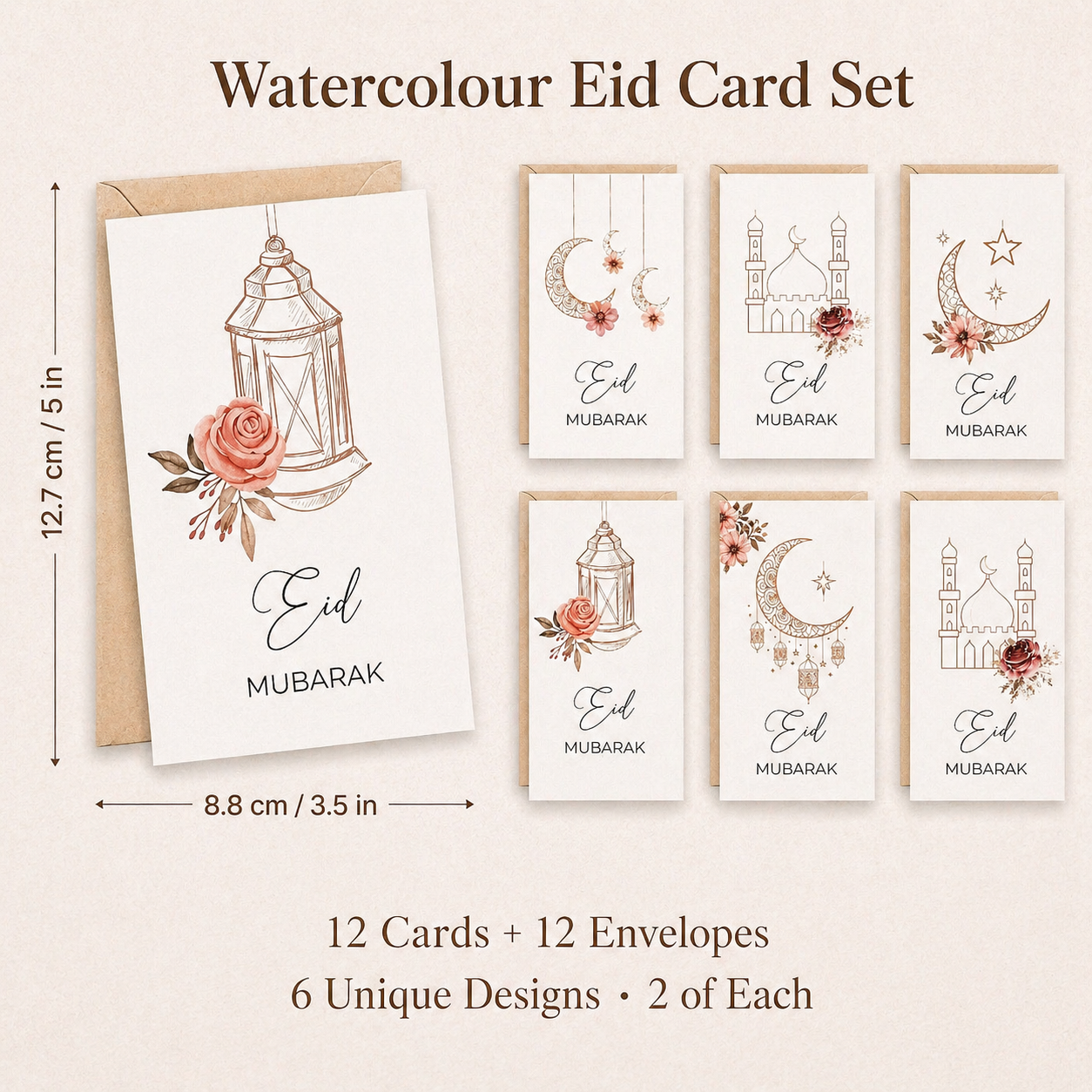Luxury Eid Mubarak Greeting Cards Set