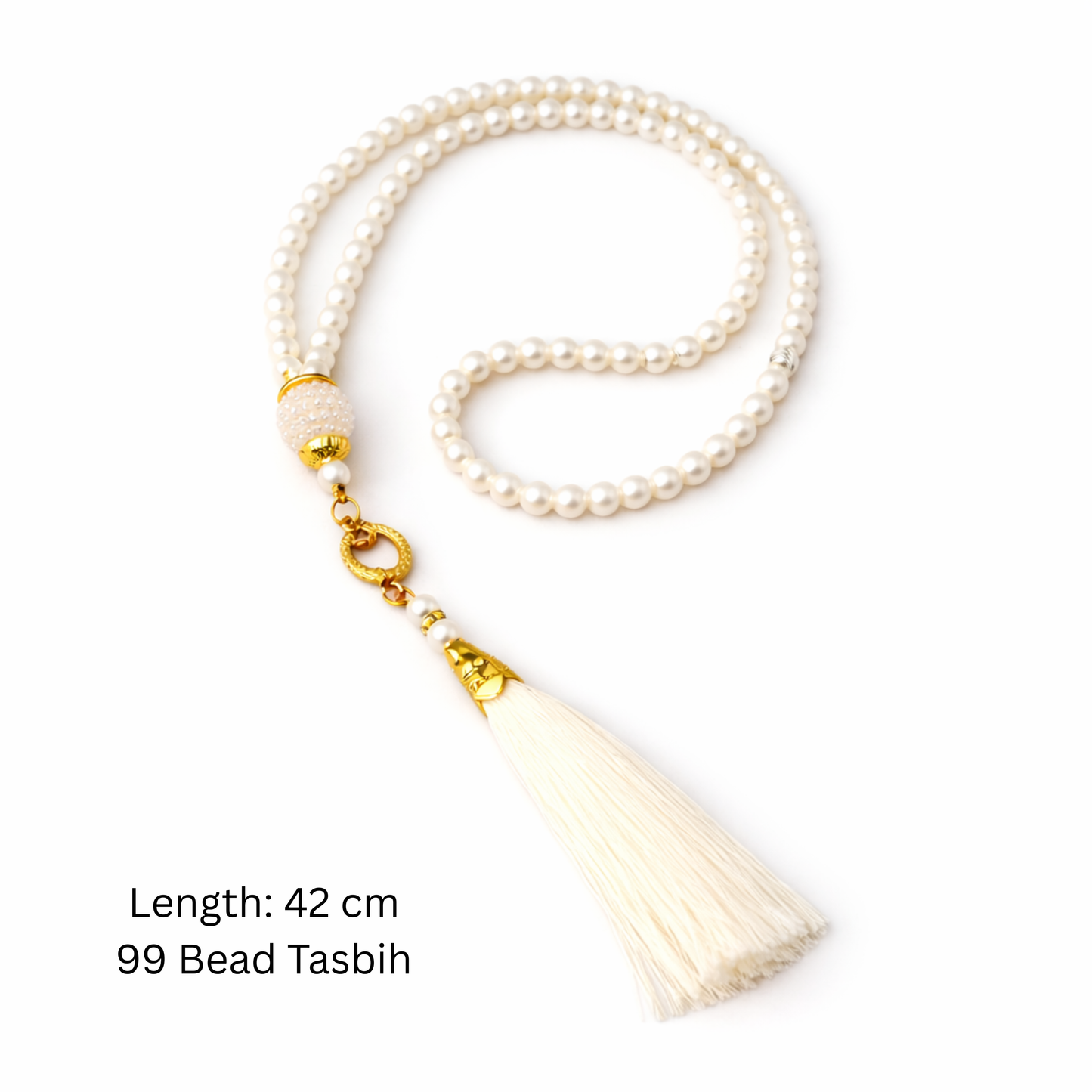 White Pearl Tasbih – 99 Bead Prayer Beads