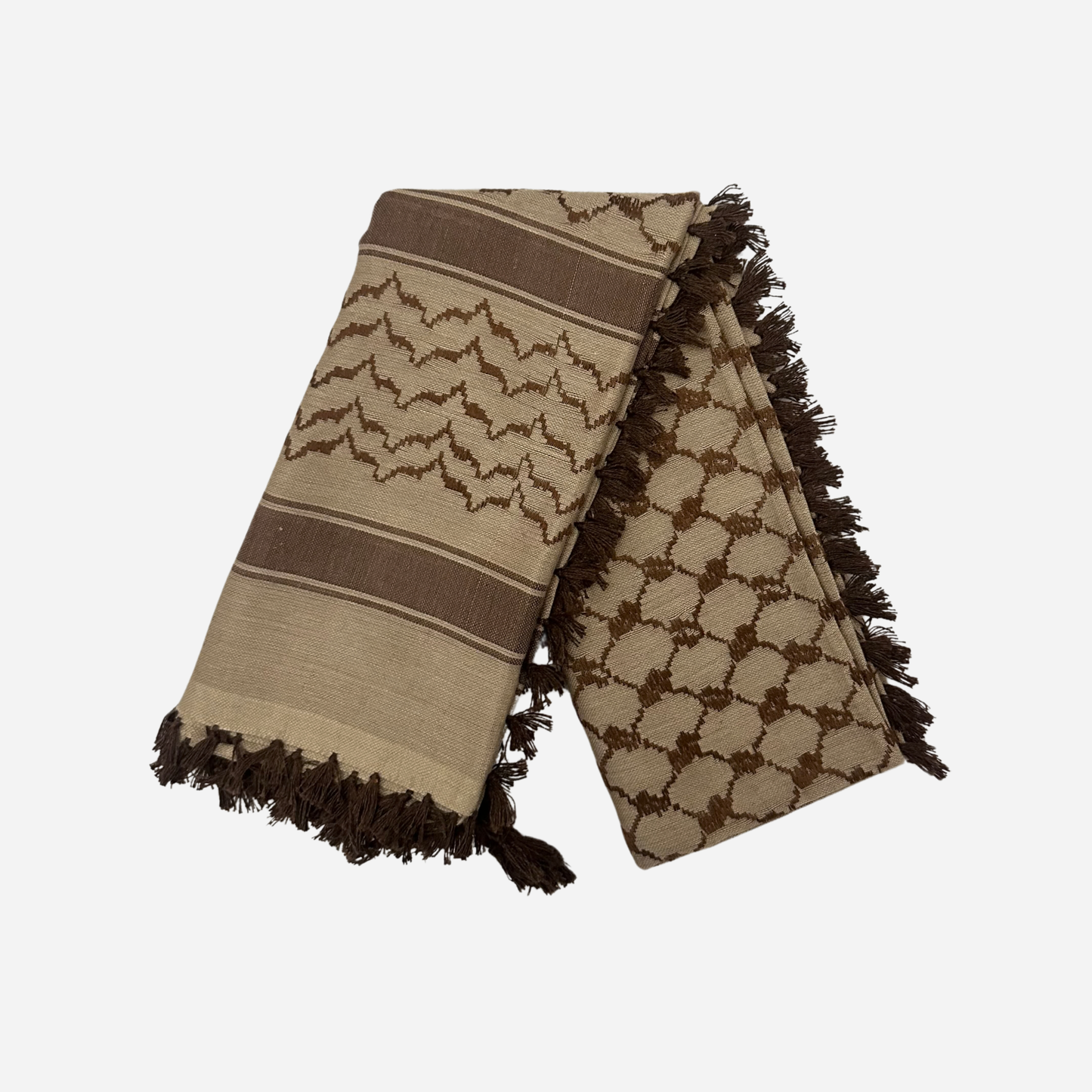Beige & Brown Keffiyeh Scarf