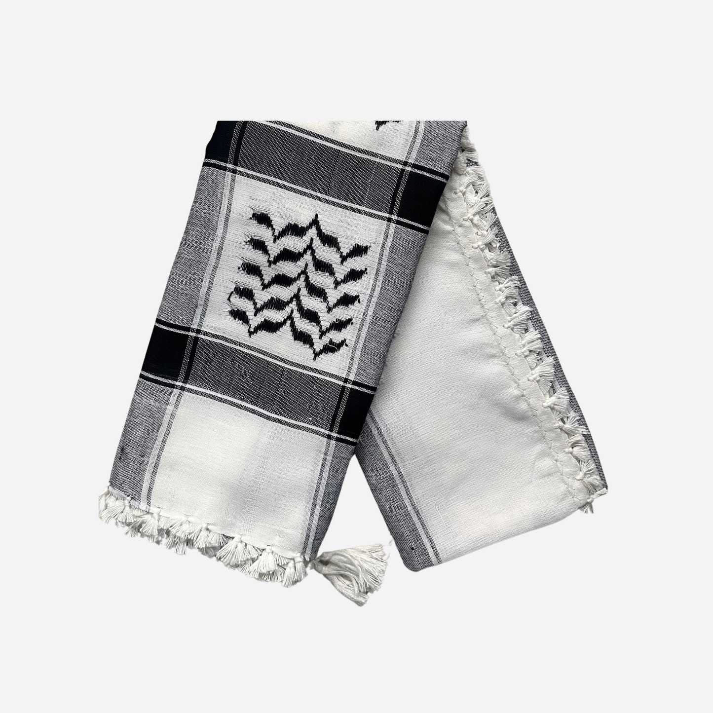 Black & White Keffiyeh Scarf (white stitching)