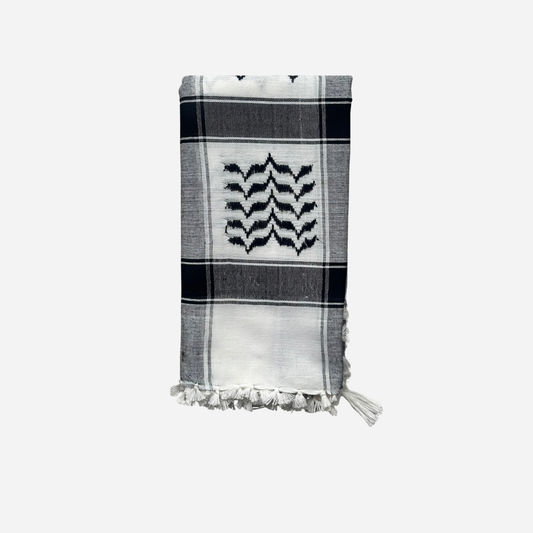 Black & White Keffiyeh Scarf (white stitching)