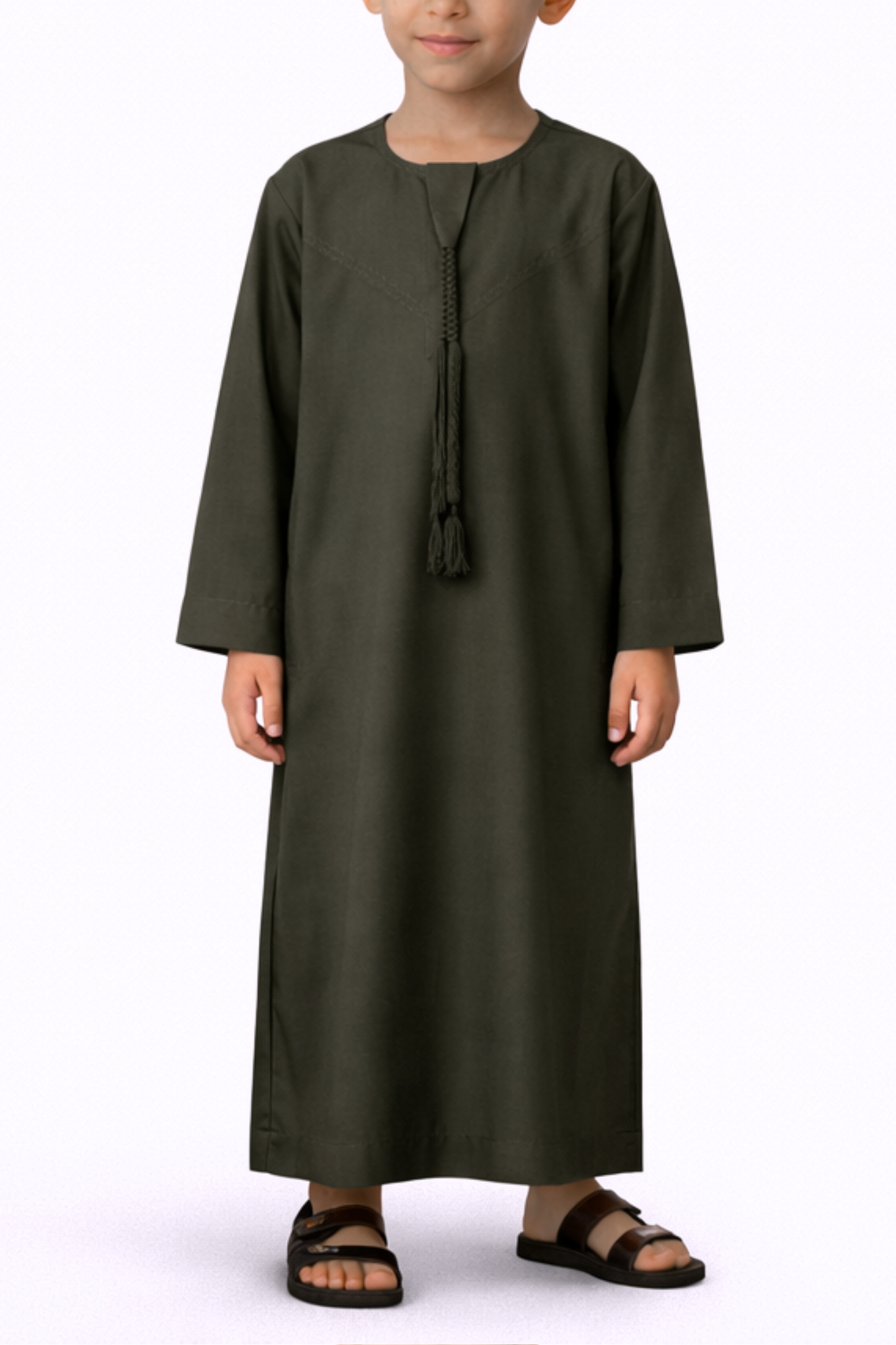 Olive Green - Kids Classic Emirati Thobe