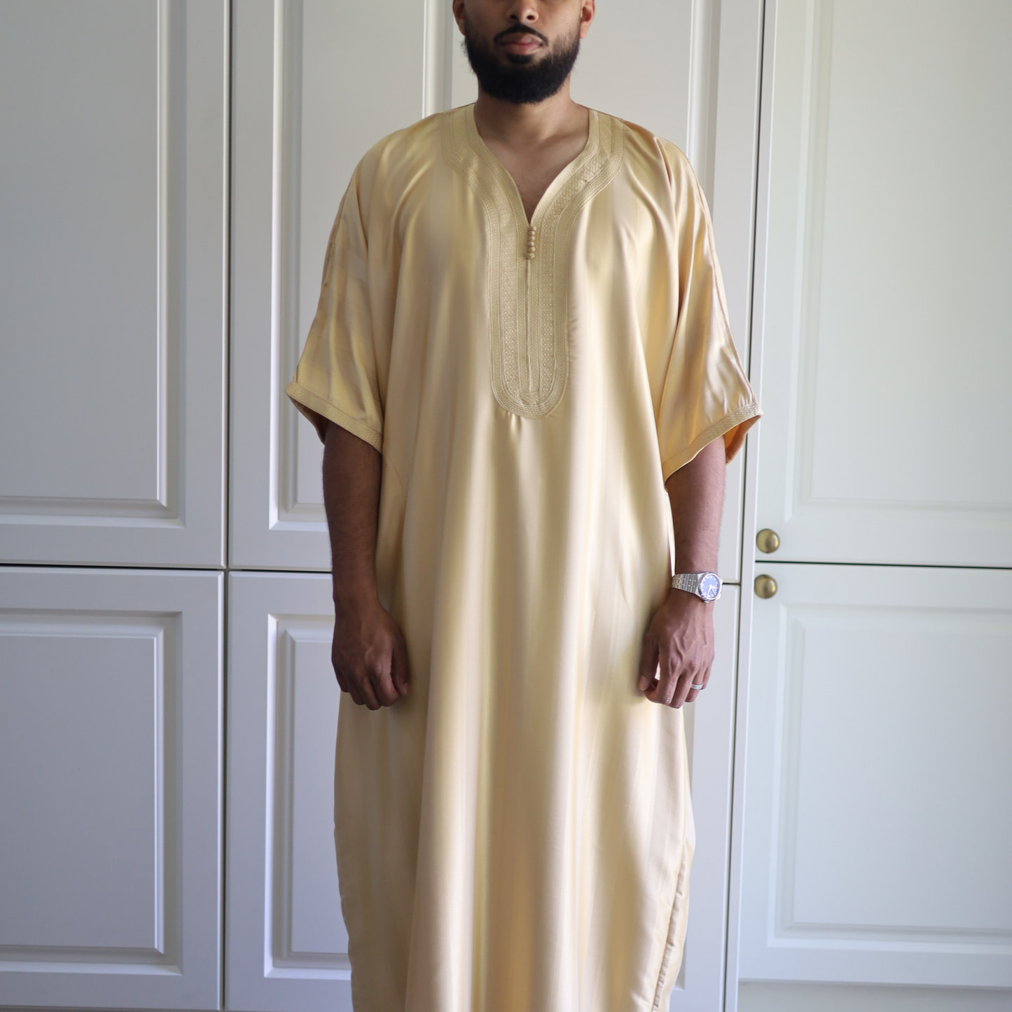 Desert Sand - Men’s Classic Moroccan Thobe - Striped