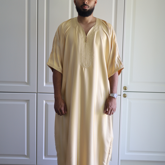 Desert Sand - Men’s Classic Moroccan Thobe - Striped