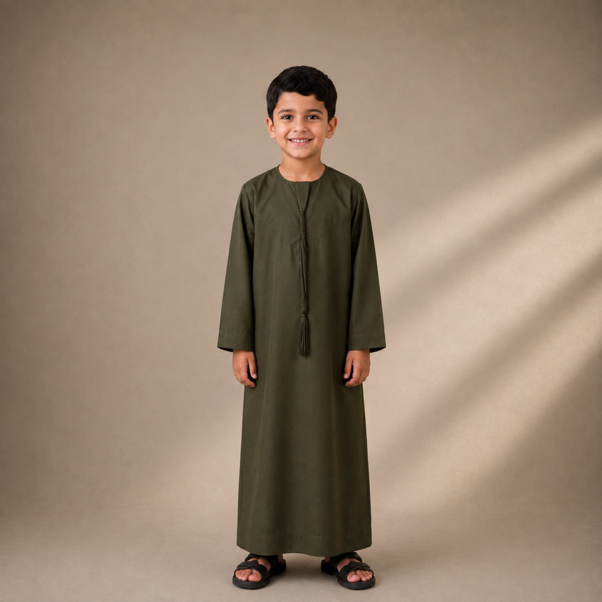 Olive Green - Kids Classic Emirati Thobe