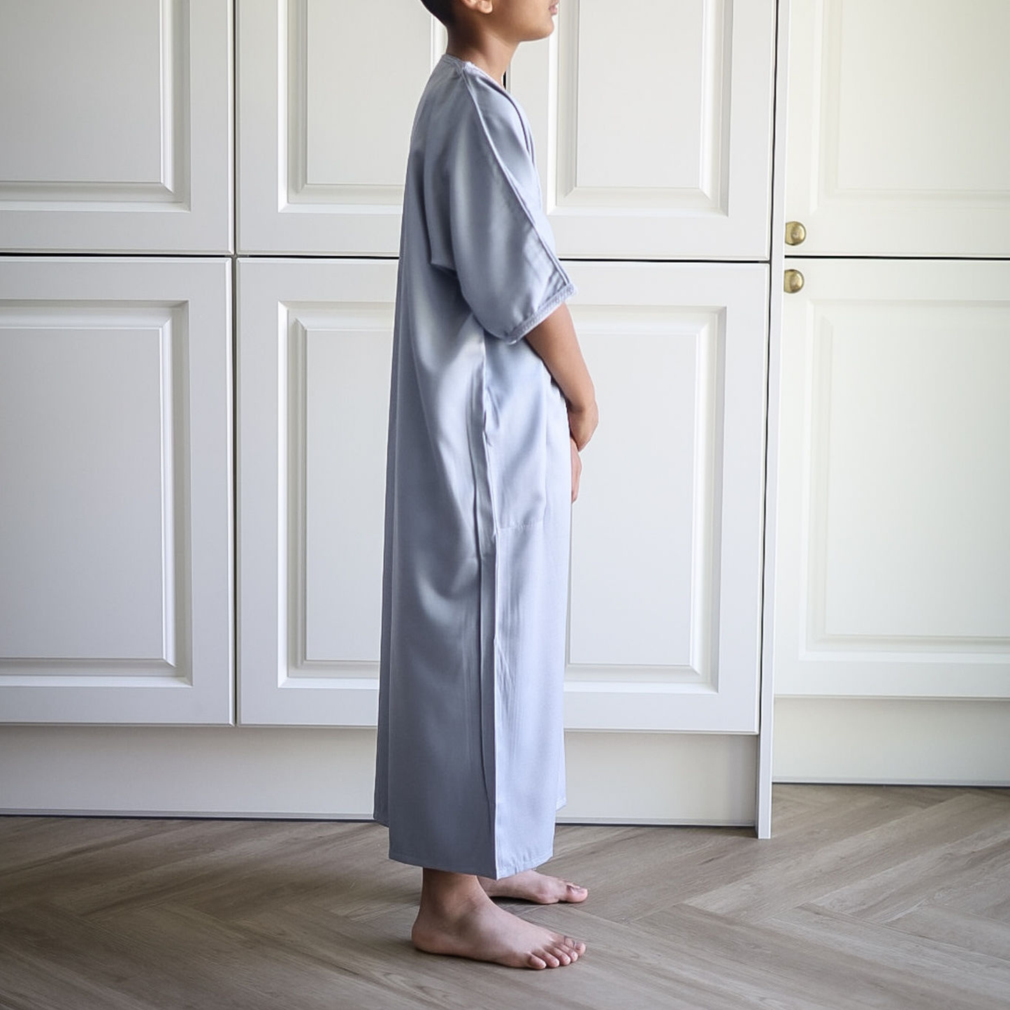 Grey - Kids Moroccan Thobe - Gaberdine Fabric