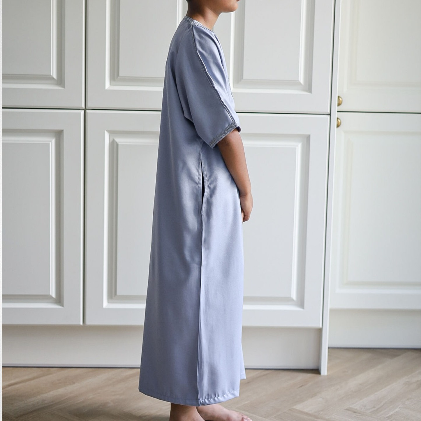 Steel Blue - Kids Moroccan Thobe - Gaberdine Fabric