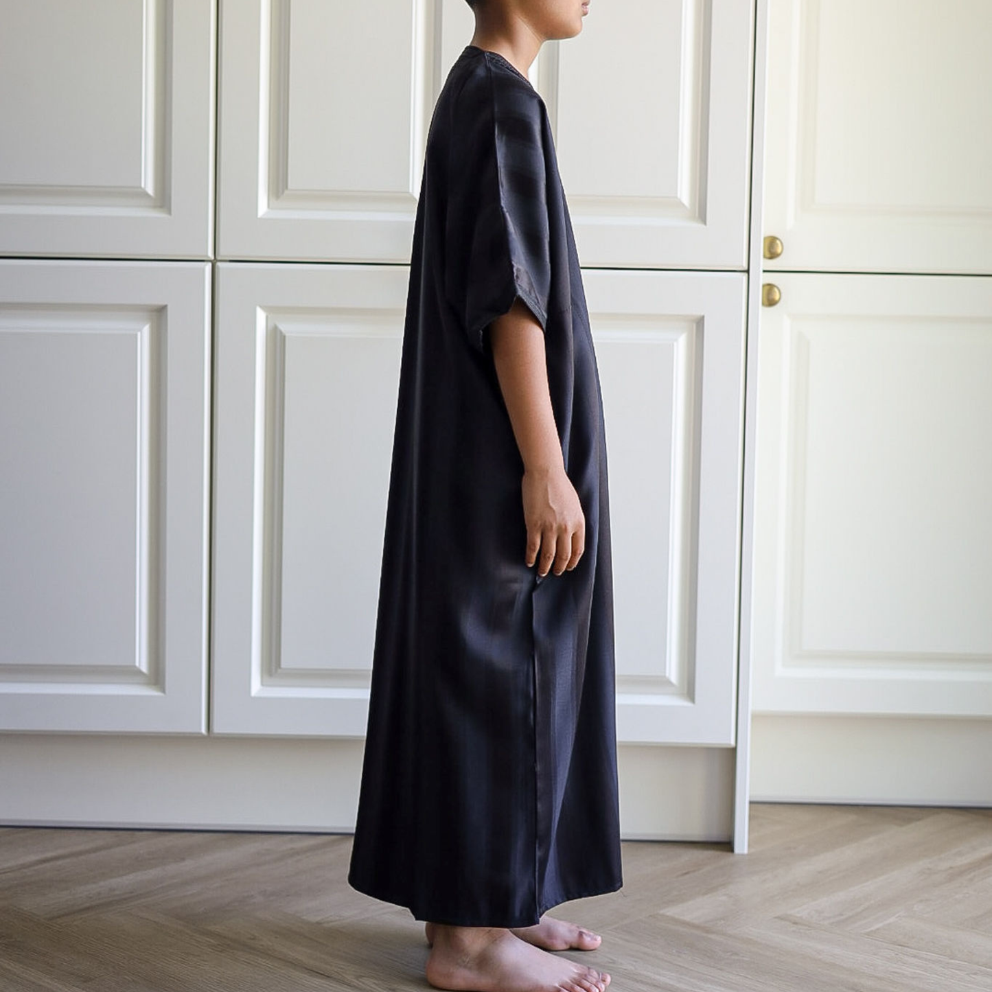 Black - Kids Classic Moroccan Thobe - Striped