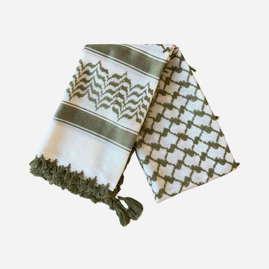 Sage Green & Cream Keffiyeh Scarf