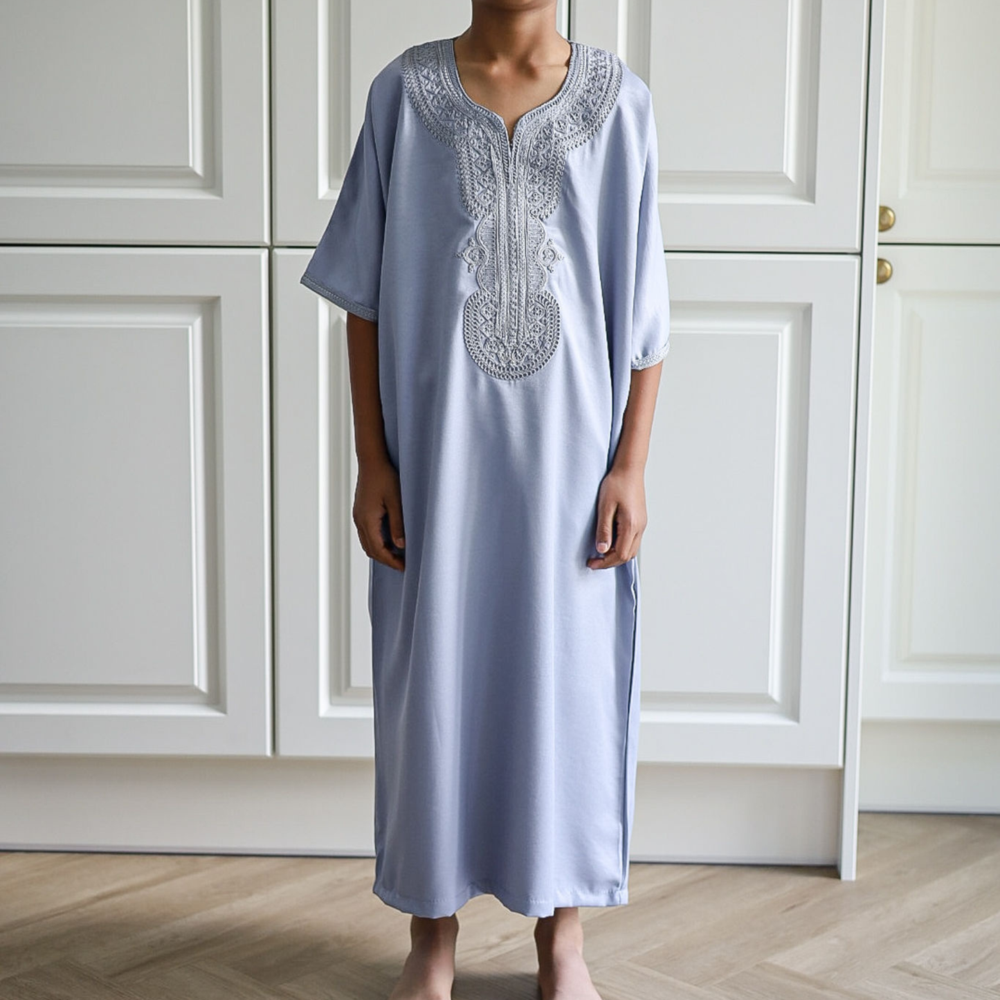 Steel Blue - Kids Moroccan Thobe - Gaberdine Fabric