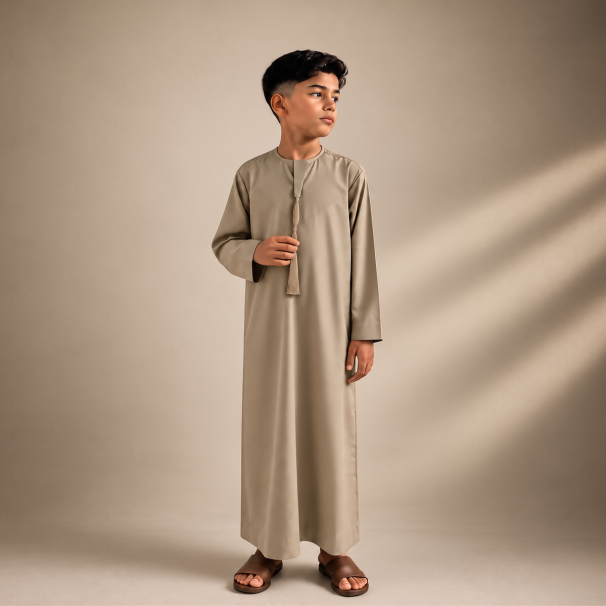 Taupe - Kids Classic Emirati Thobe